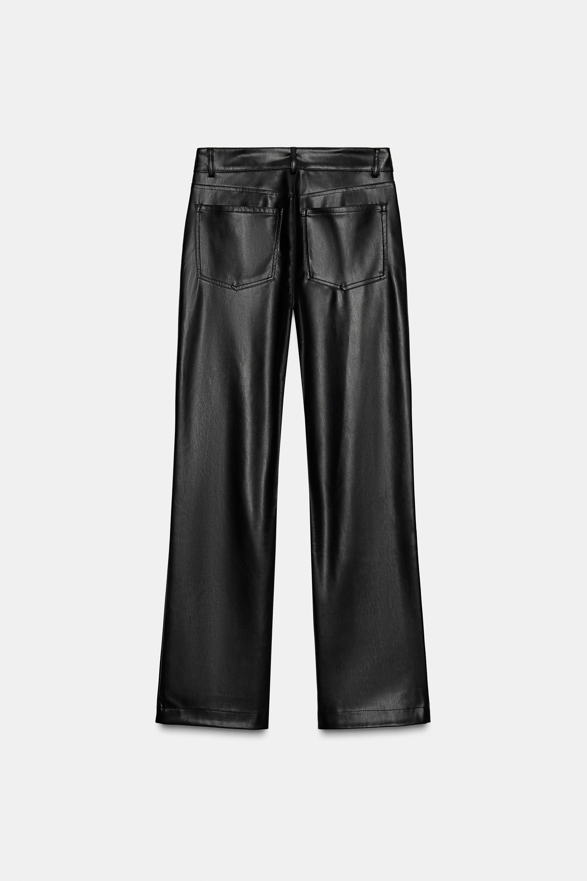 LOW-RISE FAUX LEATHER PANTS